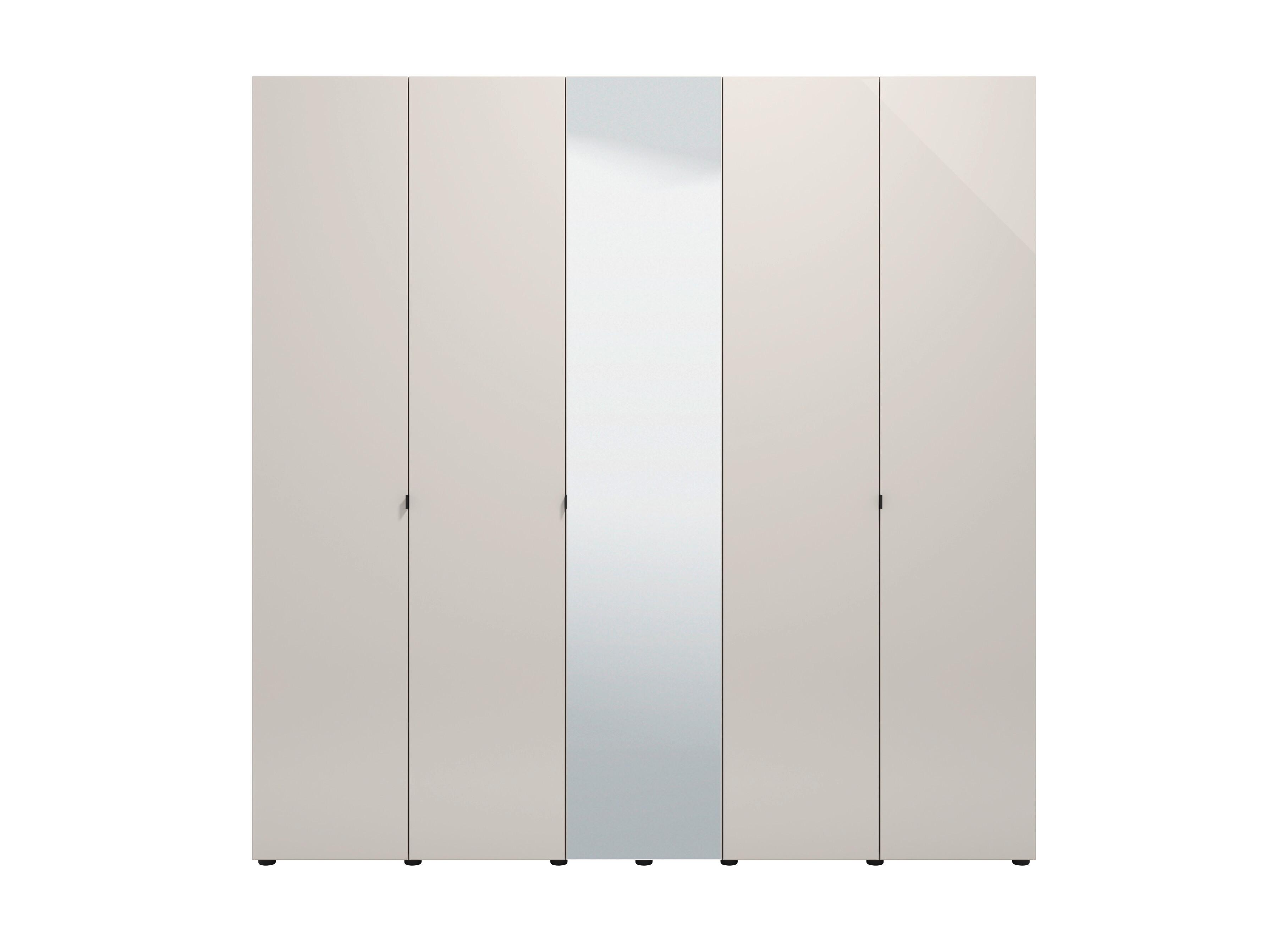 Ruhásszekrény Tükörrel Lucca - kasmír/fehér, Basics, faalapú anyag/Üveg (224/226,5/56,5cm)