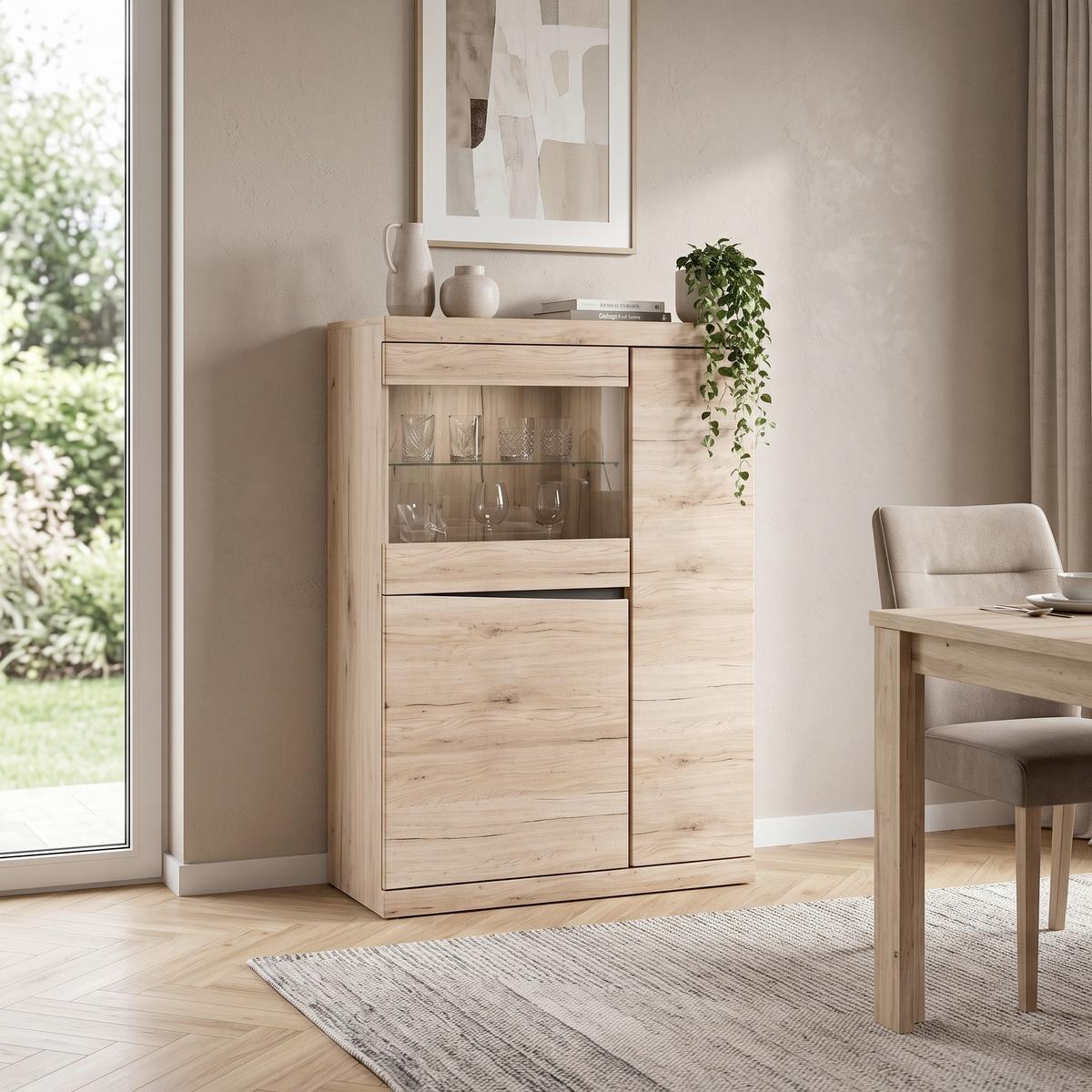 Komoda Summer, Barva Hrasta - hrast san remo, Moderno, umetna masa/steklo (86/131/40cm) - Modern Living