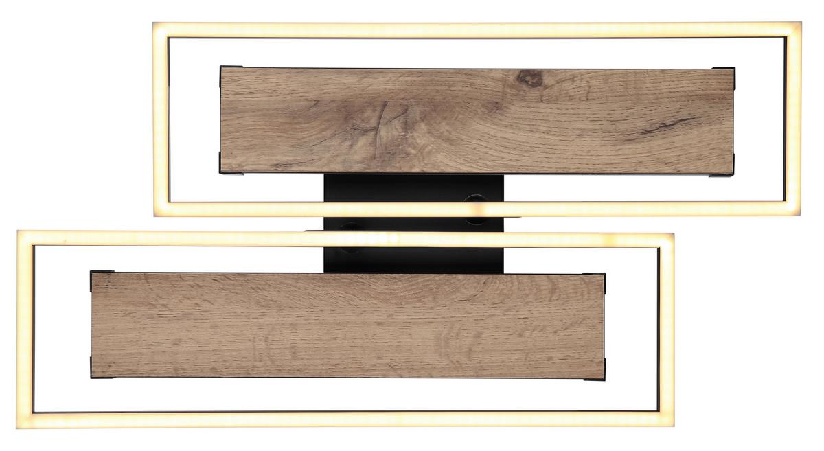 LED-DECKENLEUCHTE 67299D1 - Dunkelbraun/Opal, Design, Holzwerkstoff/Kunststoff (60/52/10cm) - Globo