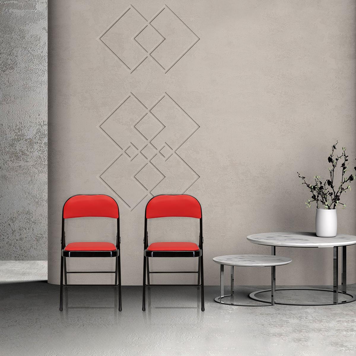 Zložljiv Stol Tudela Pu, Rdeča - rdeča/črna, Basics, kovina/tekstil (44/80/49cm) - MID.YOU