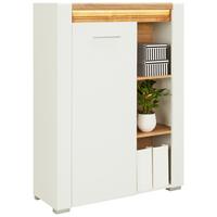 Comodă înaltă LEONARDO - alb/culoare lemn stejar, Modern, material pe bază de lemn (100/137,5/40cm) - Modern Living