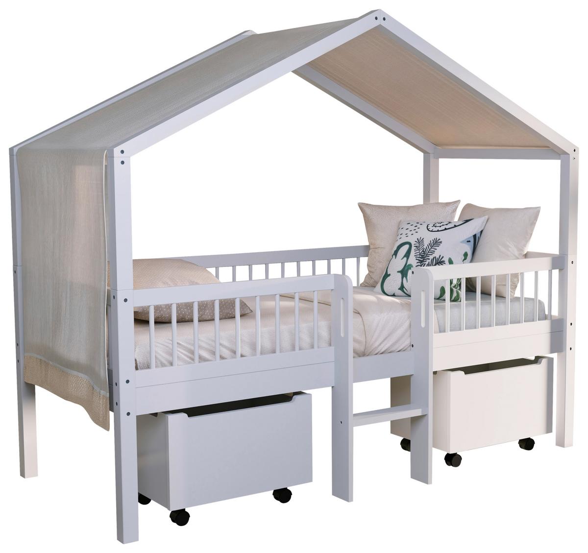 Hausbett FORREST Weiß ca.90x200cm Echtholz, Bettlade - Naturfarben/Weiß, MODERN, Holz (90/200cm) - Vipack