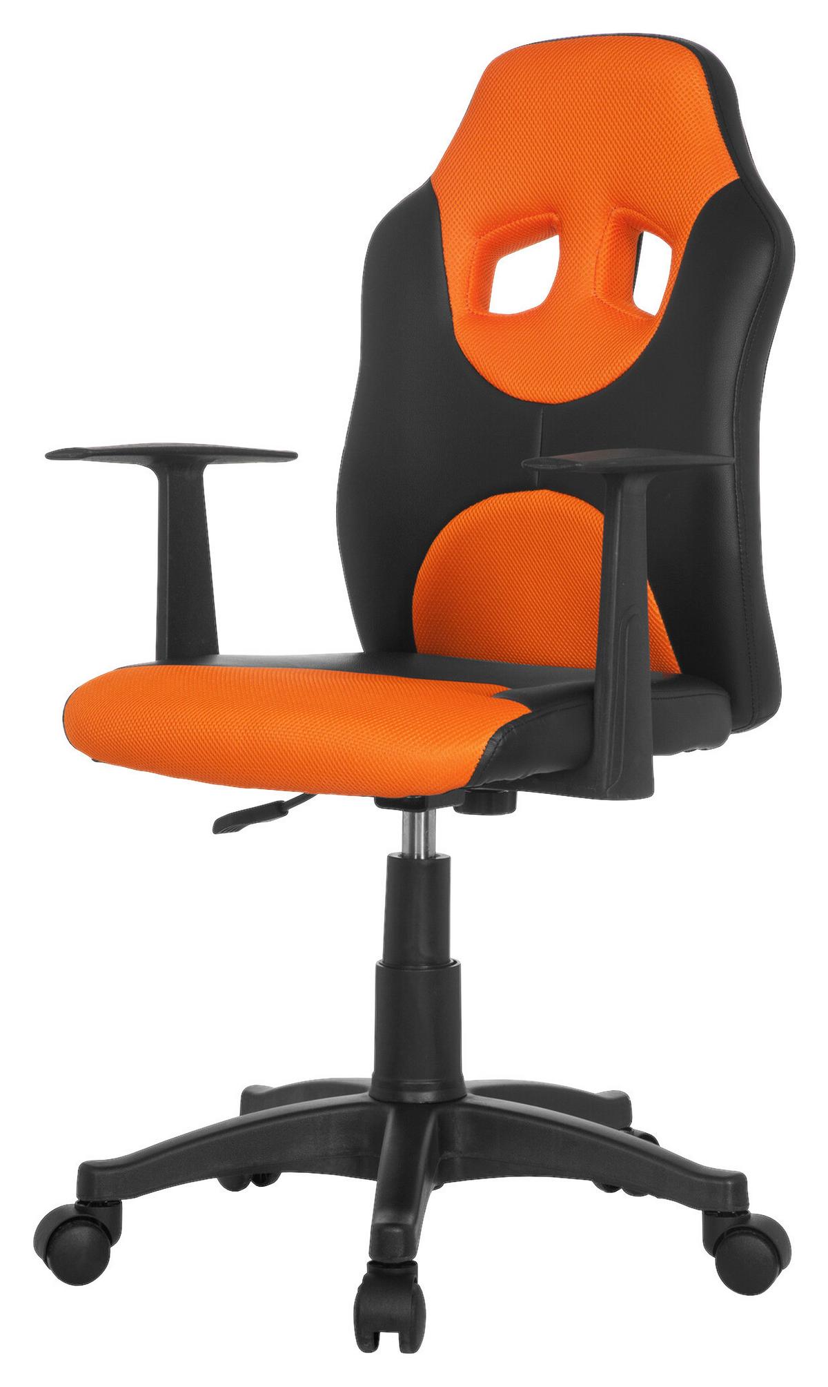 Mladinski Vrtljivi Stol Kid Racer Al, Črna, Oranžna - črna/oranžna, Basics, umetna masa (54/90-100/48cm) - MID.YOU