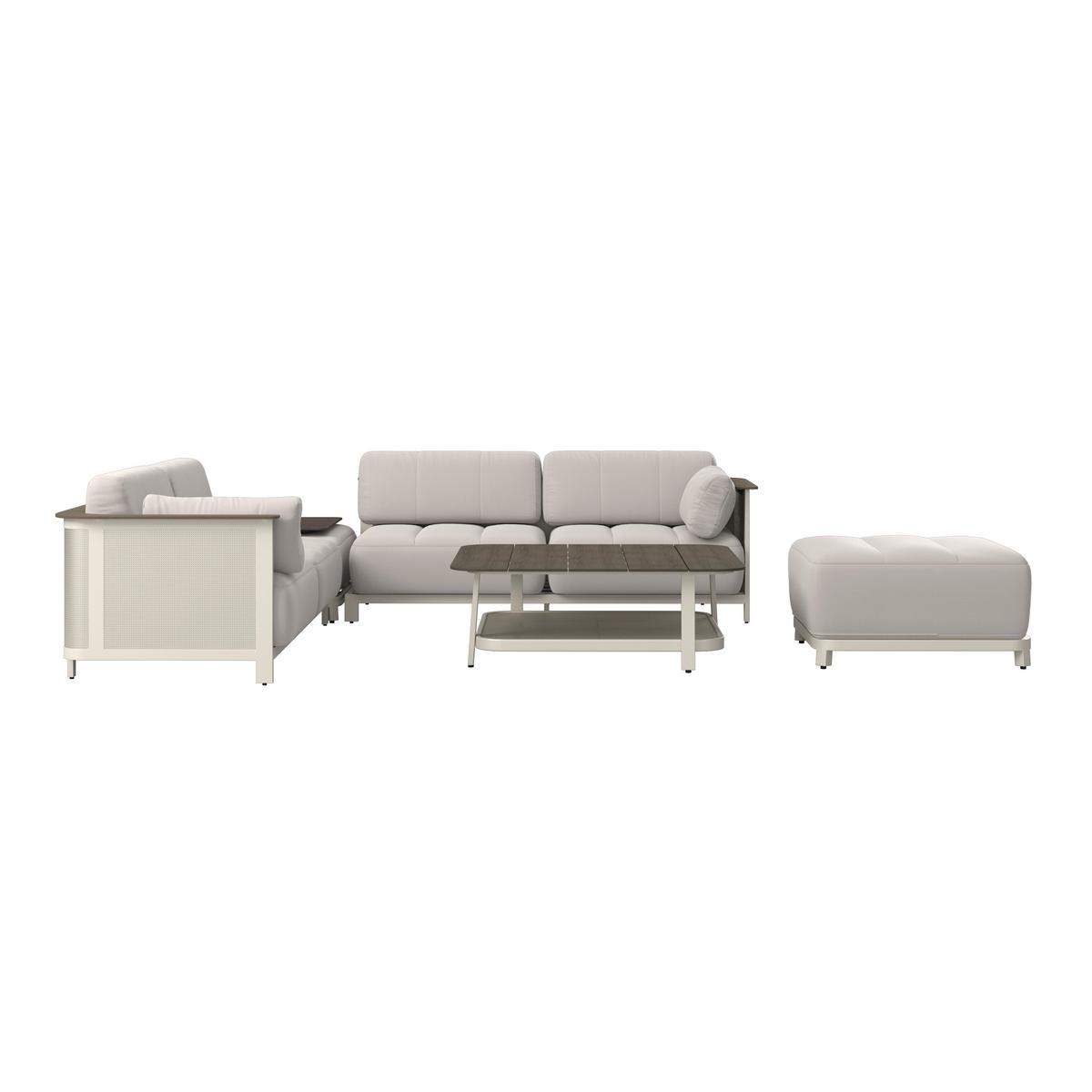 ENSEMBLE LOUNGE MARA - Weiss/Dunkelgrau, Modern, Kunststoff/Textil (269/269cm) - Bessagi Garden