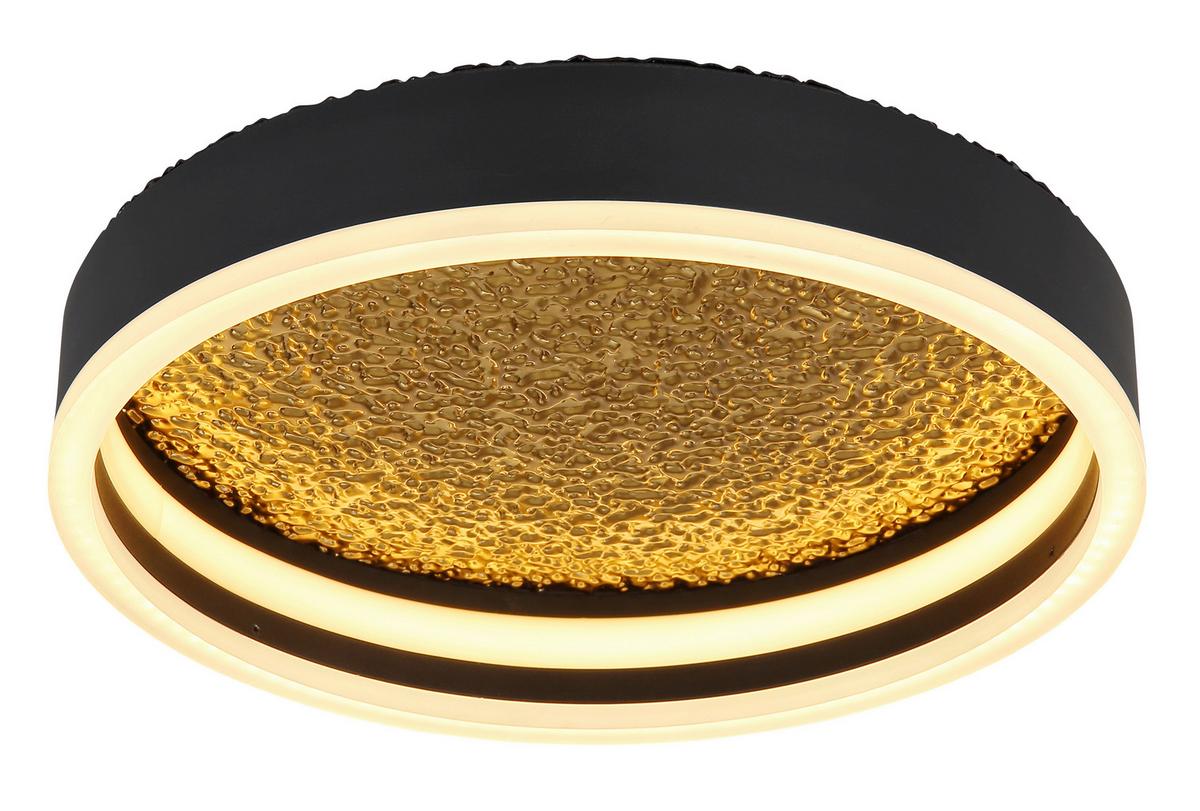 LED-Deckenleuchte Hedi in Schwarz max. 24 Watt - Goldfarben/Opal, Design, Kunststoff/Metall (30/7,5cm) - Globo