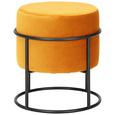 Hocker in Orange Ø ca. 35cm - Schwarz/Orange, MODERN, Textil/Metall (35/40cm) - Modern Living Hocker in Orange Ø ca. 35cm - Schwarz/Orange, MODERN, Textil/Metall (35/40cm) - Modern Living