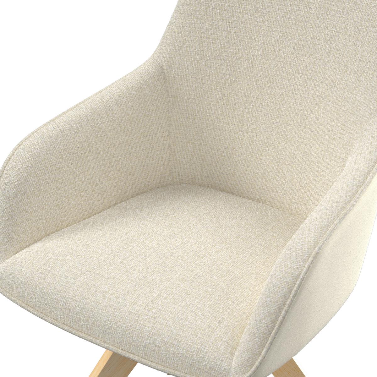 Armlehnstuhl Serena Creme Chenille/Leinenoptik Drehbar - Eichefarben/Creme, MODERN, Holz/Textil (62/86/65cm) - Bessagi Home