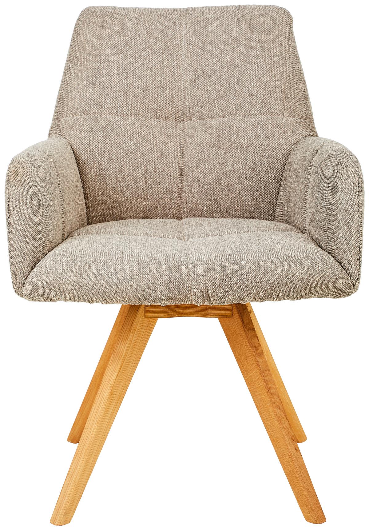 KRZESŁO Z PODŁOKIETNIKAMI PISA - kolor dębowy/taupe, Konventionell, drewno/tkanina (62/87,5/68,5cm) - Linea Natura