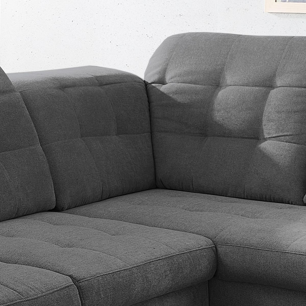 Wohnlandschaft Zira Anthrazit Nylon/Mikrofaser - Chromfarben/Anthrazit, Design, Holz/Kunststoff (169/330/212cm) - Livetastic