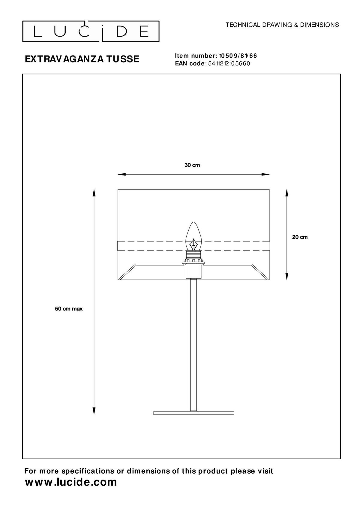 LAMPA STOŁOWA 10509/81/66 EXTRAVAGANZA TUSSE - jaskrawy róż/kolor złoty, Design, metal/tkanina (30/30/50cm) - Lucide