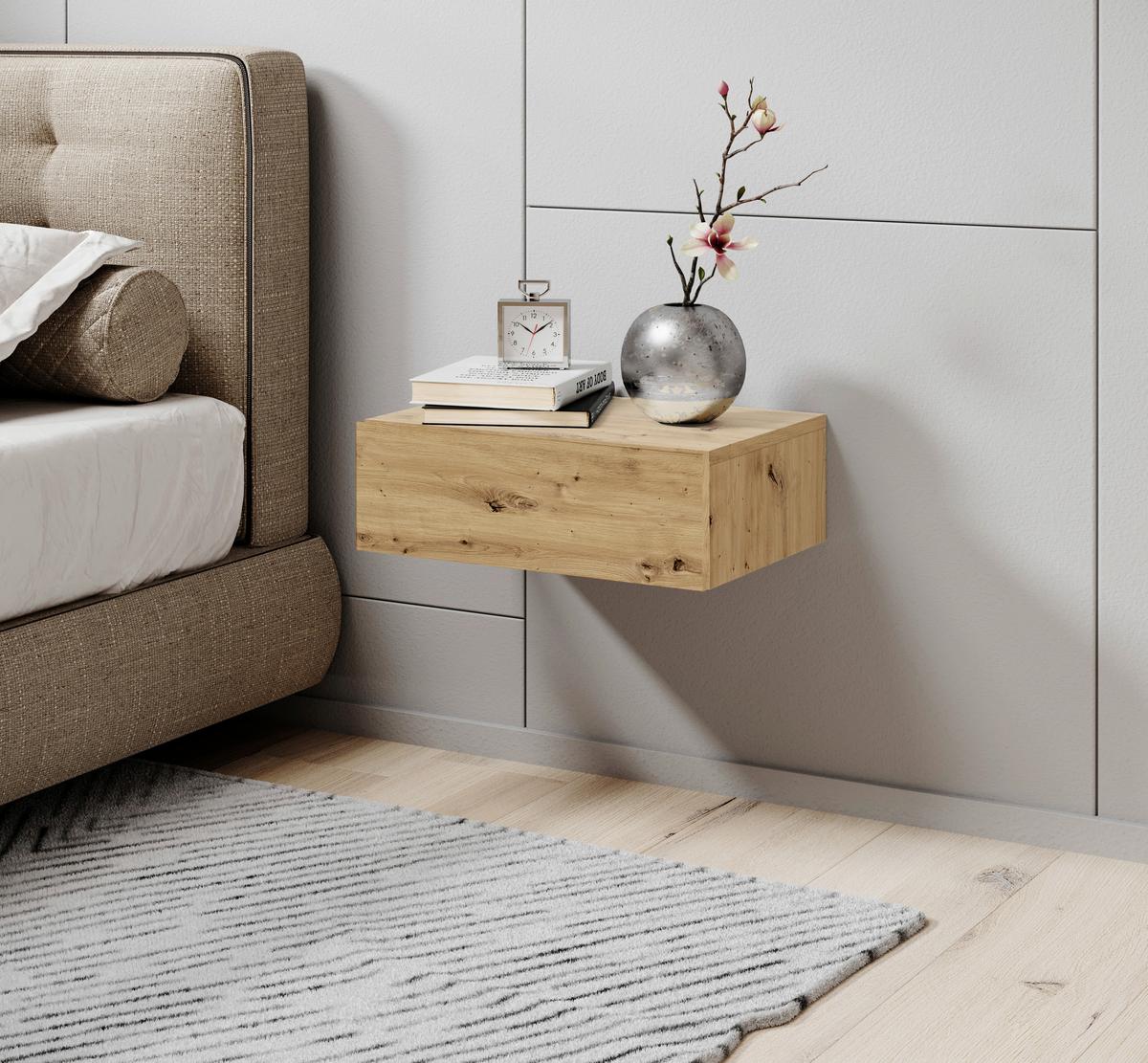 SZAFKA NOCNA TAJO - dąb artisan, Modern, materiał drewnopochodny (42/14/30cm) - Livetastic