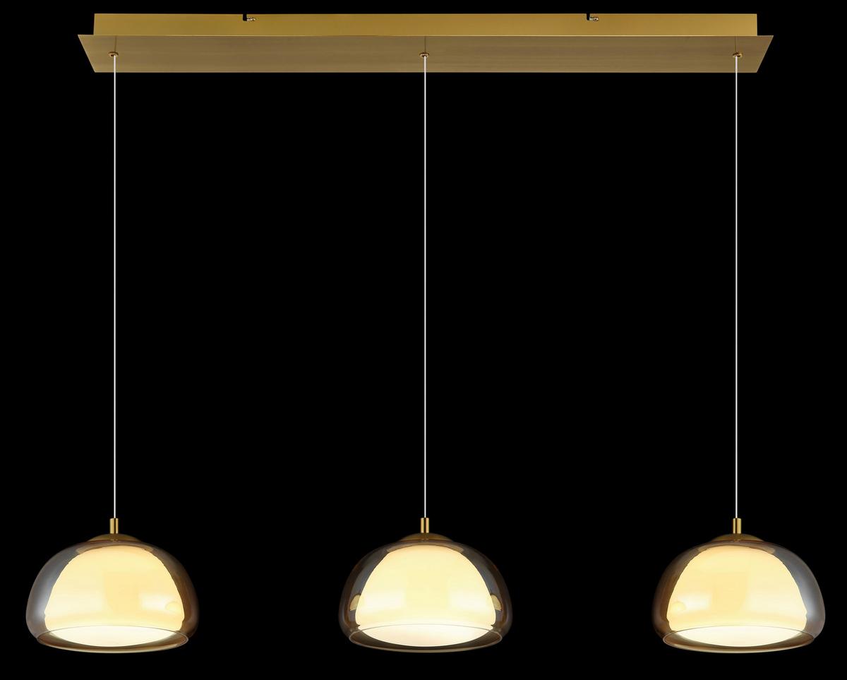 Led Viseća Svjetiljka Avila - bijela/zlatne boje, Design, staklo/metal (117/25/150cm) - Globo