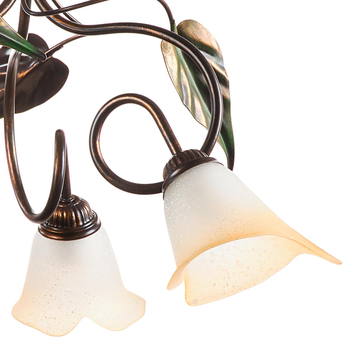 Kronleuchter Miranda Bronze/Olivgrün max. 6 Watt - Bronzefarben/Olivgrün, Natur, Glas/Metall (40/110cm)