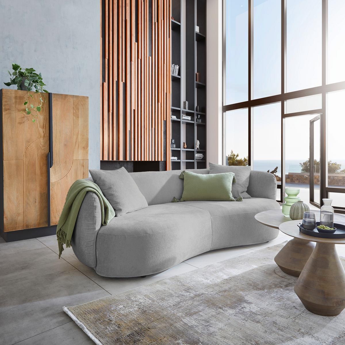 Bigofa Leonas Hellgrau - Hellgrau/Schwarz, MODERN, Kunststoff/Textil (235/72/110cm) - Premium Living