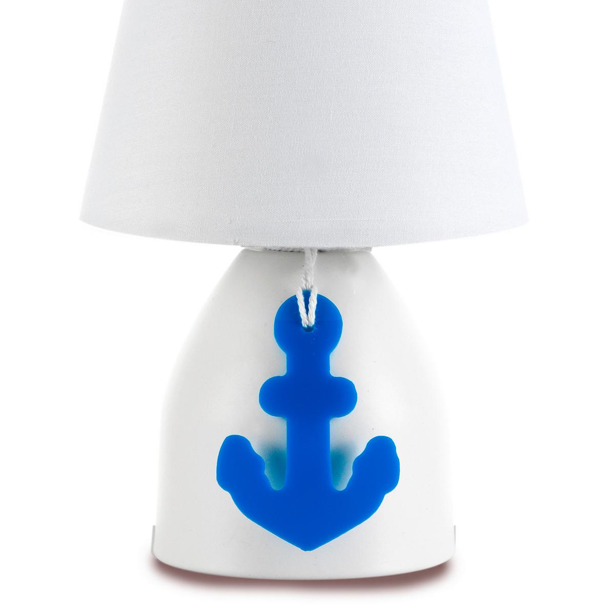 Kindertischleuchte Ancorina Blau/Weiß max. 6 Watt - Blau/Weiß, Design, Textil/Metall (13/19cm)