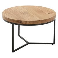 STOLIK KAWOWY VILLACH - kolor dębowy/czarny, Design, metal/drewno (60/60/38cm) - Novel