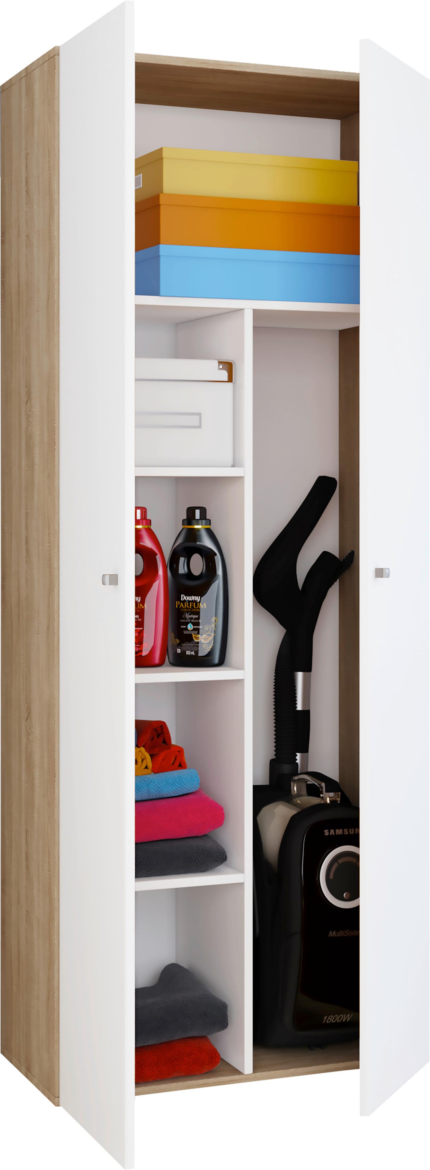 Mehrzweckschrank Vandol Ii Dt - Weiss/Eichefarben, Design, Holzwerkstoff/Kunststoff (70/178/39cm) - MID.YOU