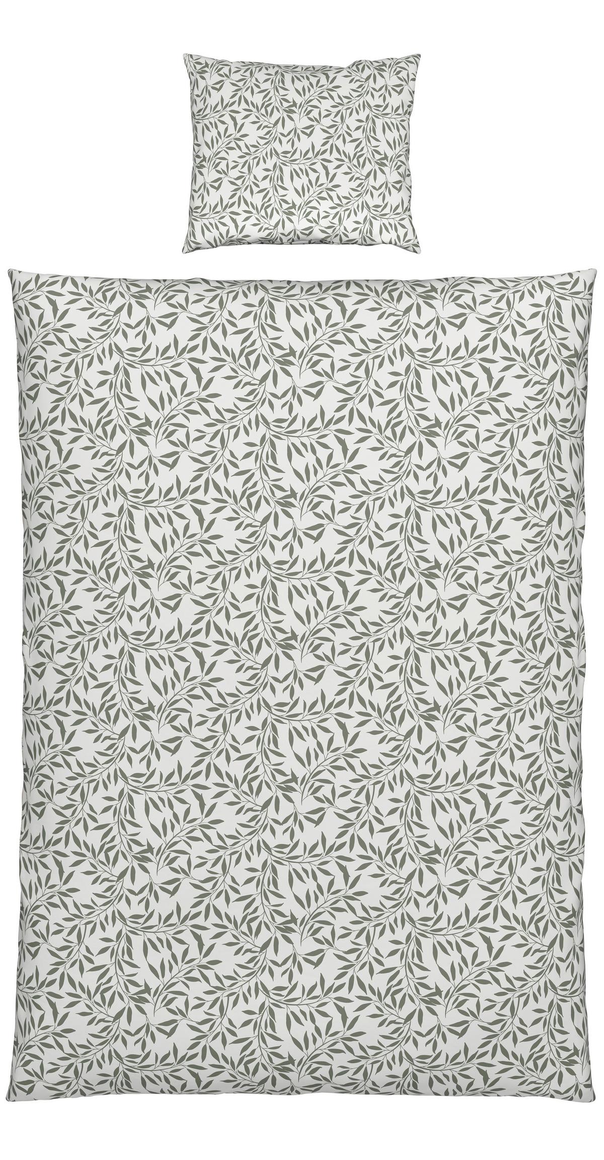 BETTWÄSCHESET TIFFANY - Weiss/Jadegrün, Konventionell, Textil (160/210cm) - Modern Living