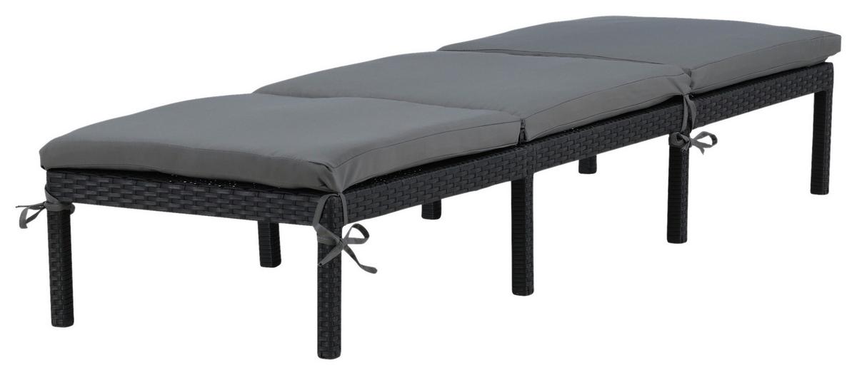 Sonnenliege Bilbao ca. 59x84x198 cm Schwarz - Schwarz, KONVENTIONELL, Kunststoff (59/84/198cm) - Gardenson