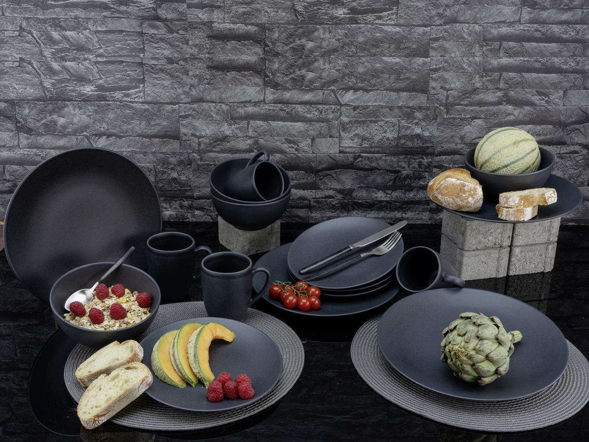 Kombinirani Servis Soft Touch Black, 16-Delni - črna, Trend, keramika - Creatable