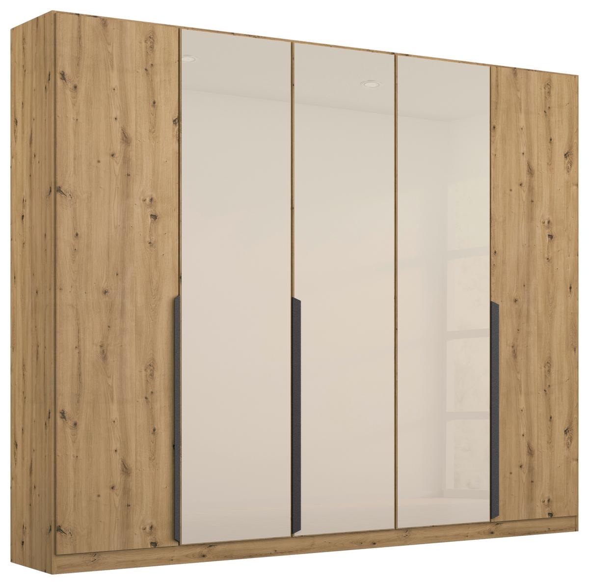 DULAP USI ROTATIVE ARTEMIS - stejar Artisan/șampanie, Modern, sticlă/material pe bază de lemn (225/210/54cm) - Modern Living