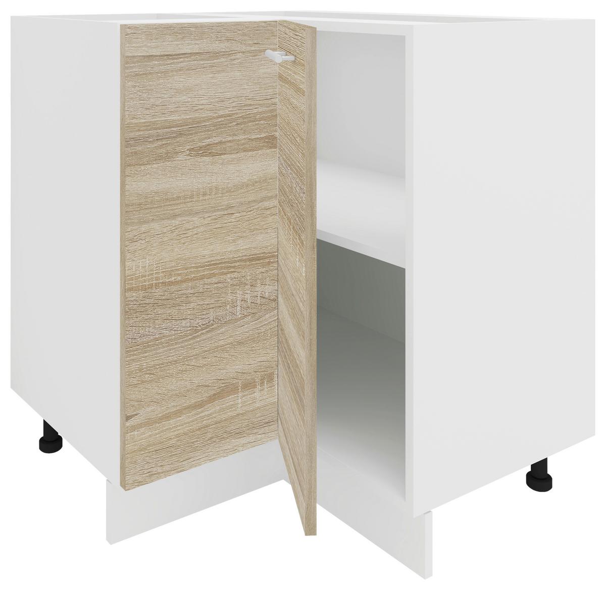 Kotna Spodnja Omarica Esilo, Hrast, Bela - bela/barve aluminija, Konvencionalno, kovina/leseni material (76/82/76cm) - MID.YOU