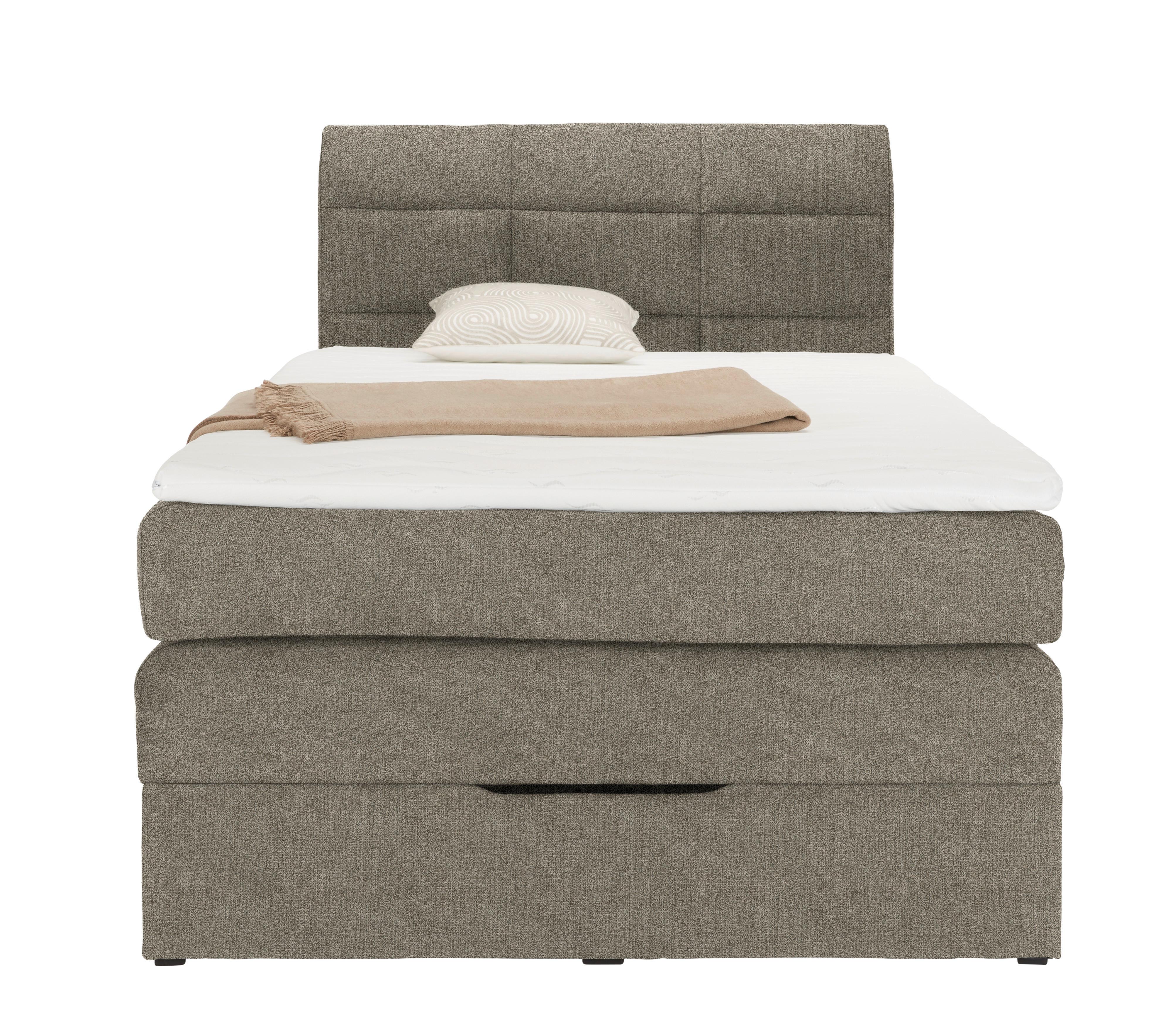 Boxspringbett in Braun ca. 100x200cm - Schwarz/Braun, Kunststoff/Textil (100/200cm) - Mömax