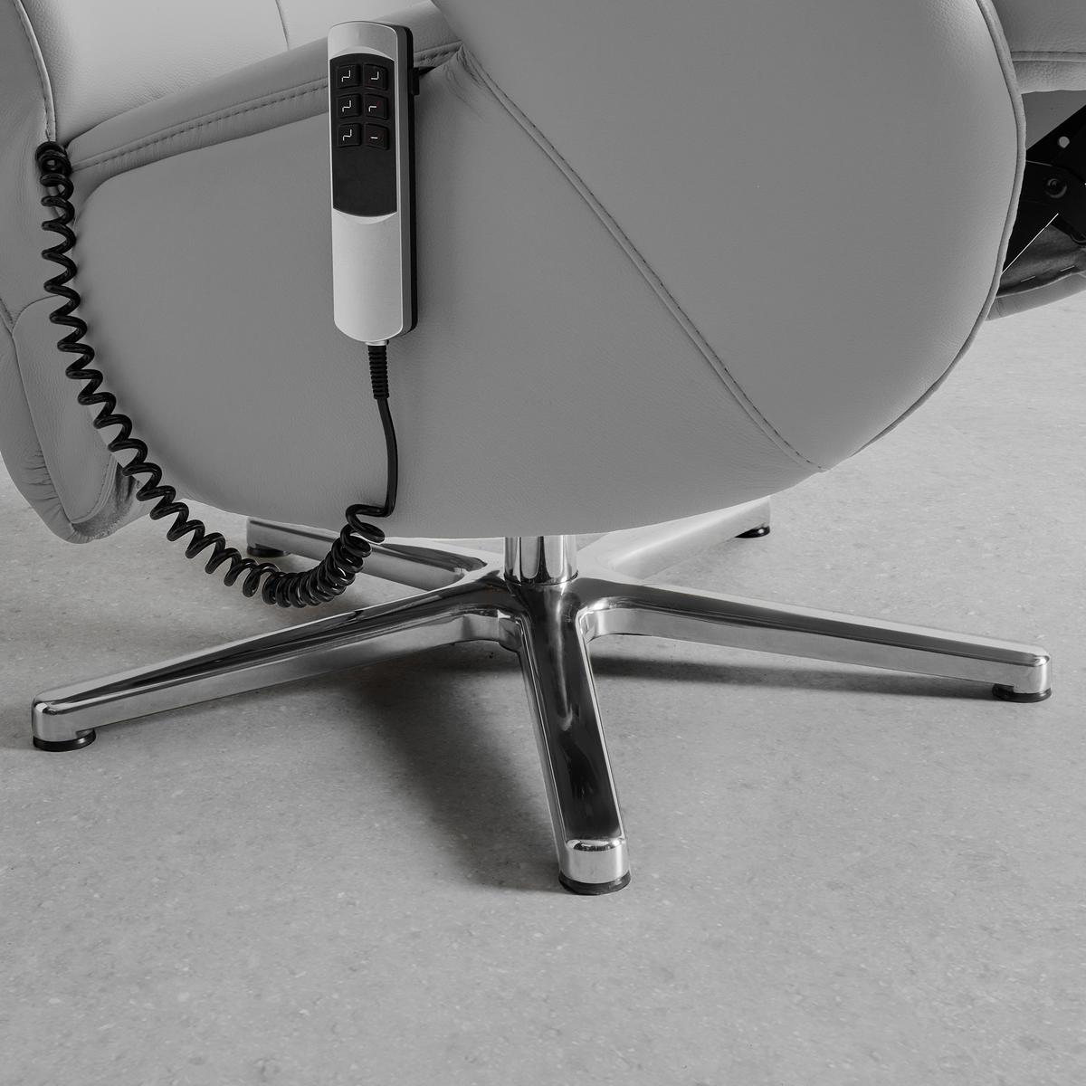 Relaxsessel Sitting 2 Grauweiß - Chromfarben/Grauweiß, MODERN, Leder (70/111/80cm) - Premium Living