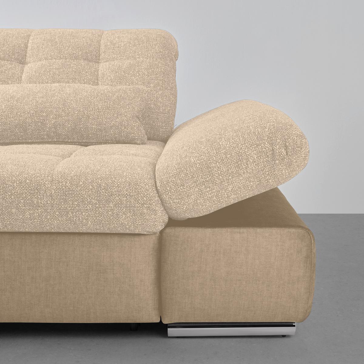 Wohnlandschaft Sanfino Taupe/Beige - Taupe/Chromfarben, KONVENTIONELL, Holz/Textil (199/79-96/305cm) - Premium Living