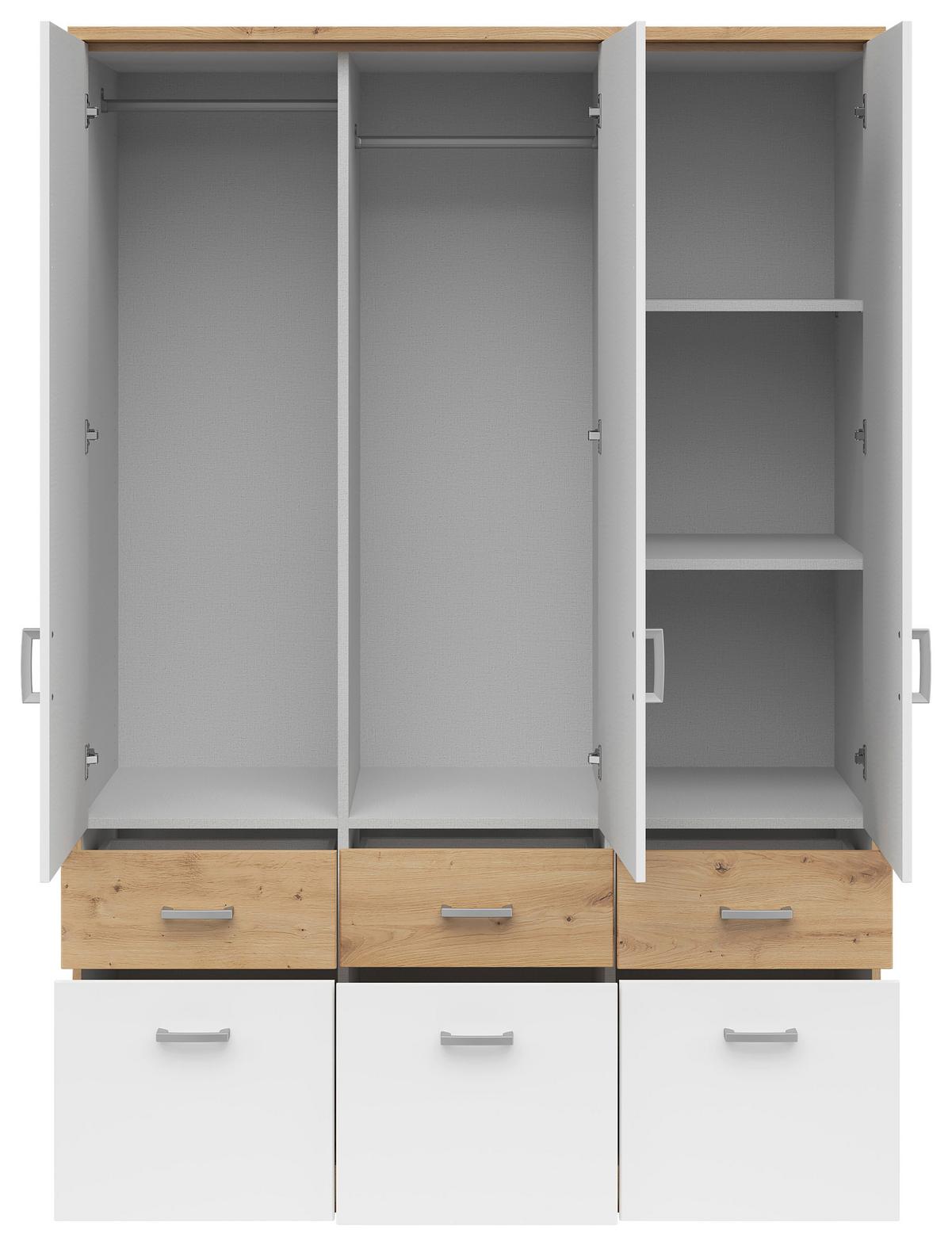 Dulap BRANDO 3 SP - argintiu/alb, Konventionell, material pe bază de lemn (136/199/58cm)