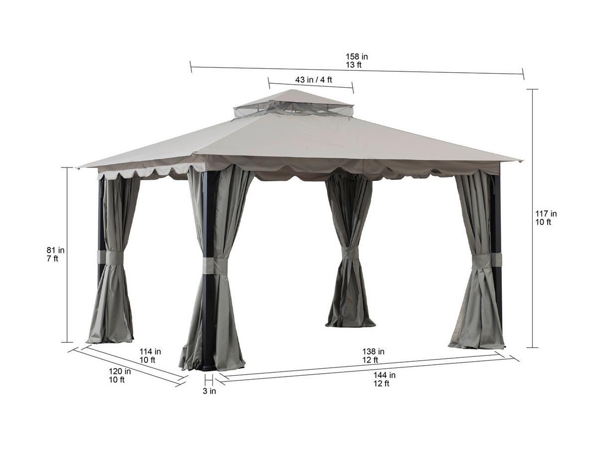 Pavillon Schwarz - Grau, Basics, Textil (402/296/336cm)