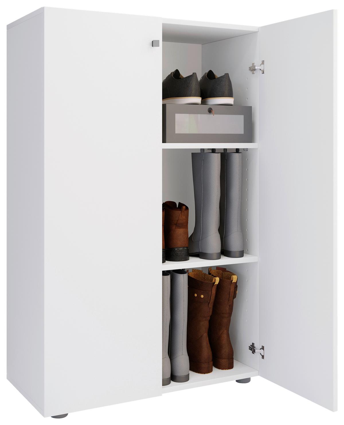 Schuhschrank LONA Weiß ca. 70x110x39cm - Silberfarben/Schwarz, Design, Holzwerkstoff/Kunststoff (70/110/39cm) - MID.YOU