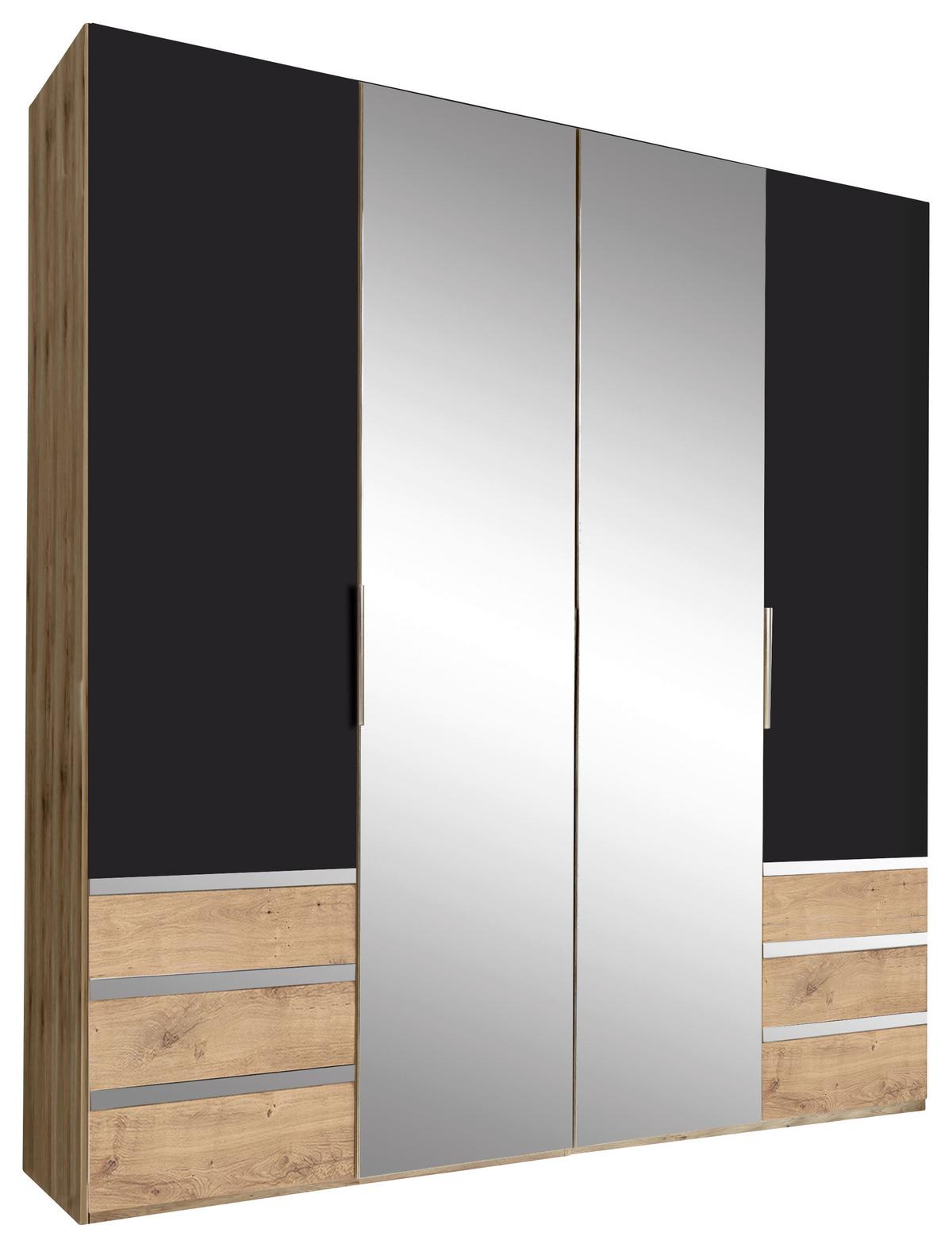 Ormar S Klasičnim Vratima Level - boje grafita/srebrne boje, Moderno, staklo/drvni materijal (200/216/58cm) - Modern Living