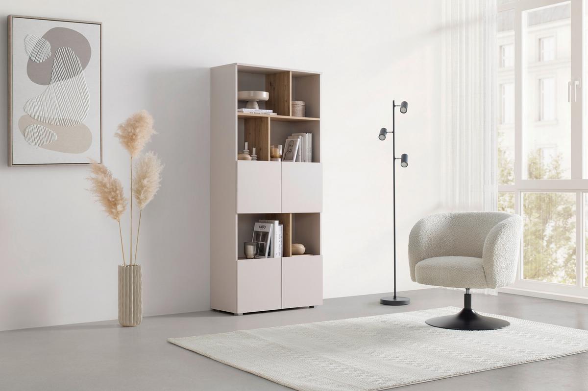 Regal Savanna Kaschmirfarben - Kaschmir/Schwarz, Modern, Holzwerkstoff/Kunststoff (80/180/35cm) - Mömax