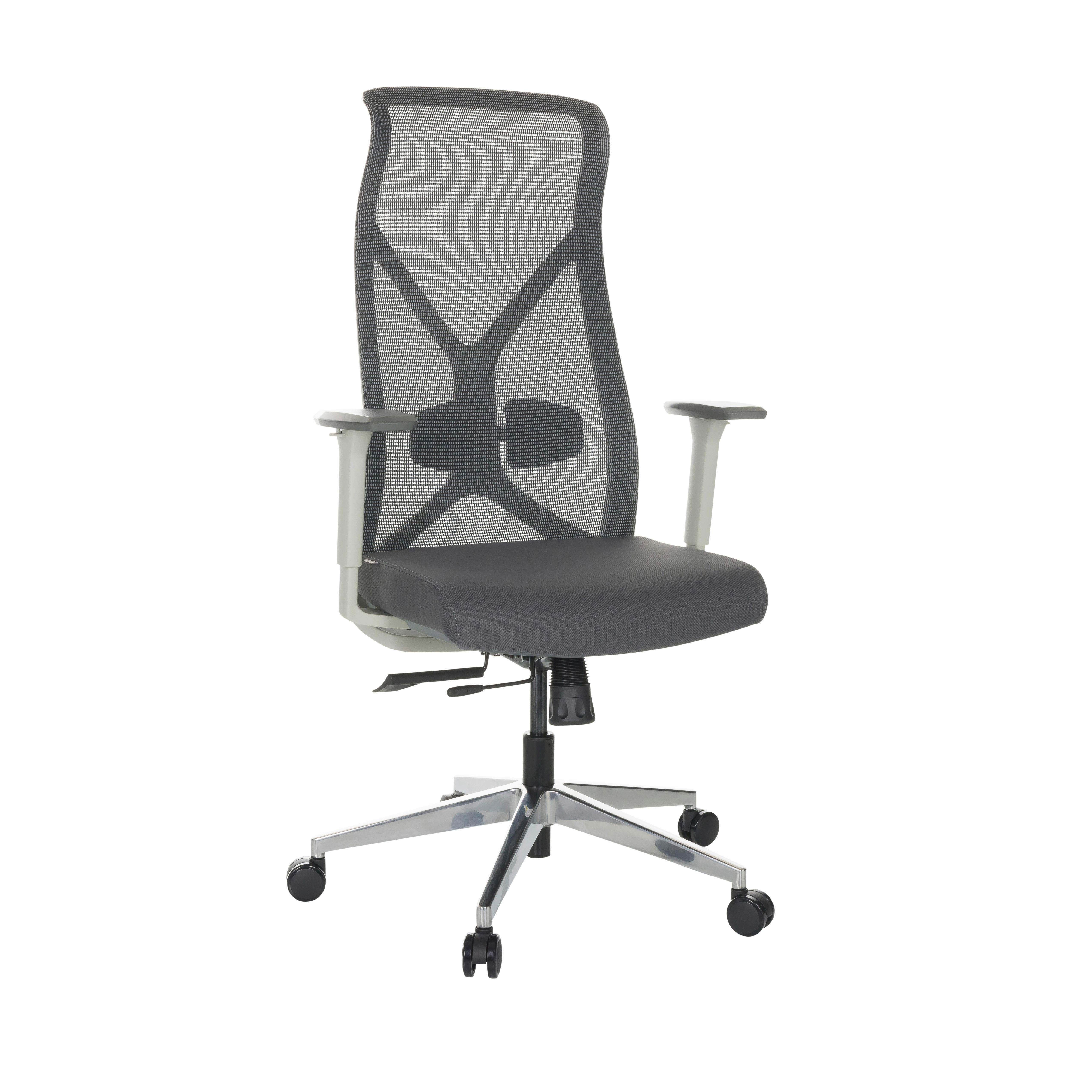 Drehstuhl Azurro White Grau - Silberfarben/Schwarz, Basics, Kunststoff/Textil (69/119-128/60cm) - MID.YOU