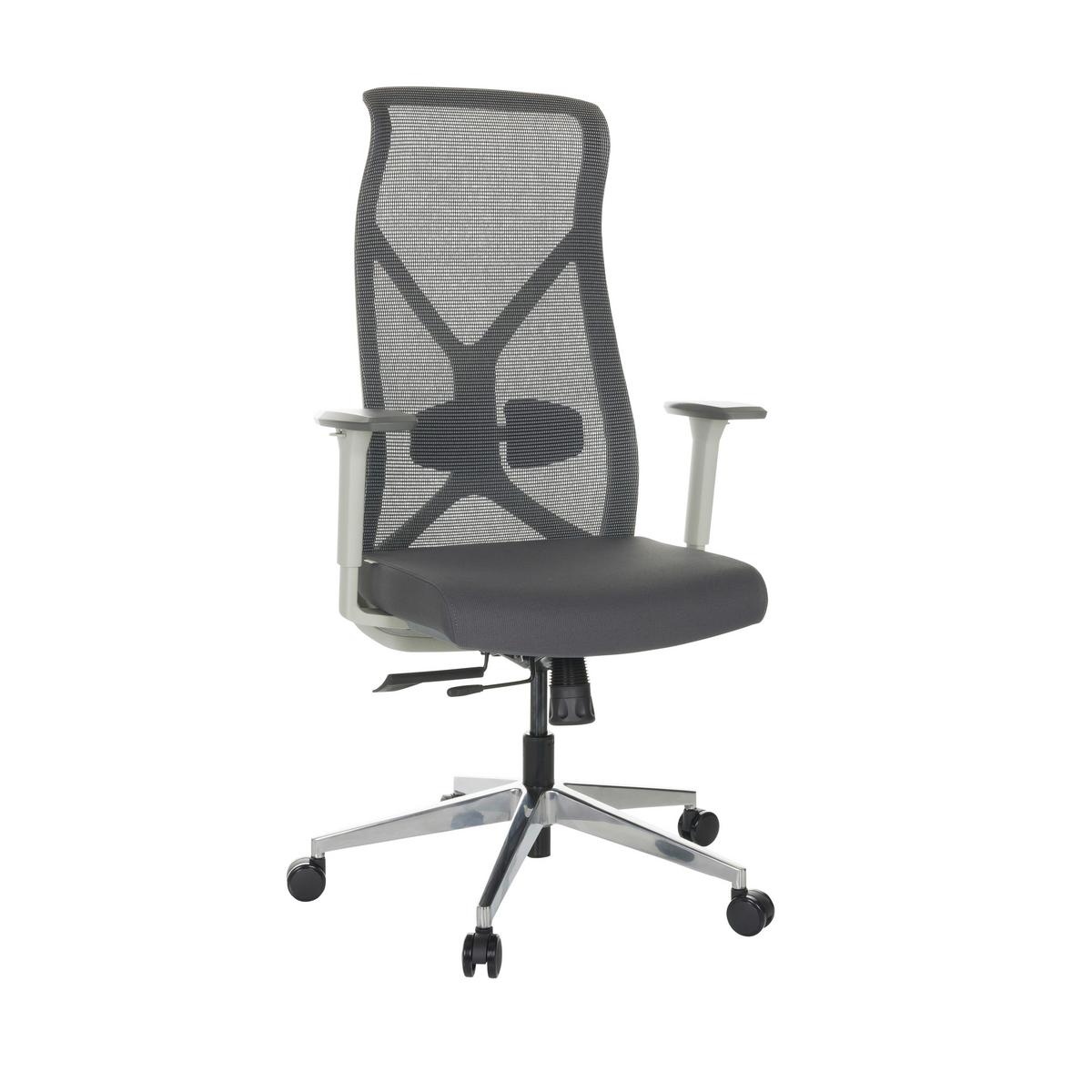 Drehstuhl Azurro White Grau - Silberfarben/Schwarz, Basics, Kunststoff/Textil (69/119-128/60cm) - MID.YOU