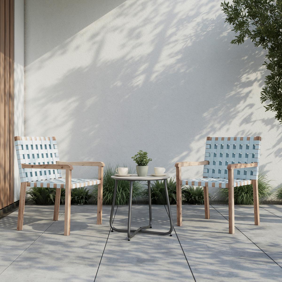Gartensessel-Set 2-er Set Lauria Creme Holz/Textil - Creme/Akaziefarben, MODERN, Holz/Textil (58,5/84/60cm) - Bessagi Garden