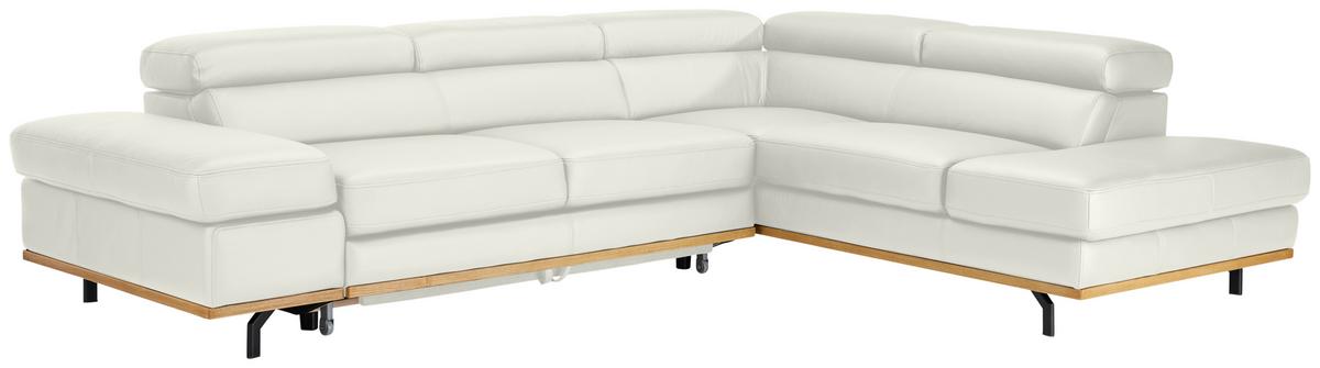 Wohnlandschaft Carmen rechts Weiß - Schwarz/Weiß, MODERN, Leder/Holz (292/72/226cm) - Premium Living