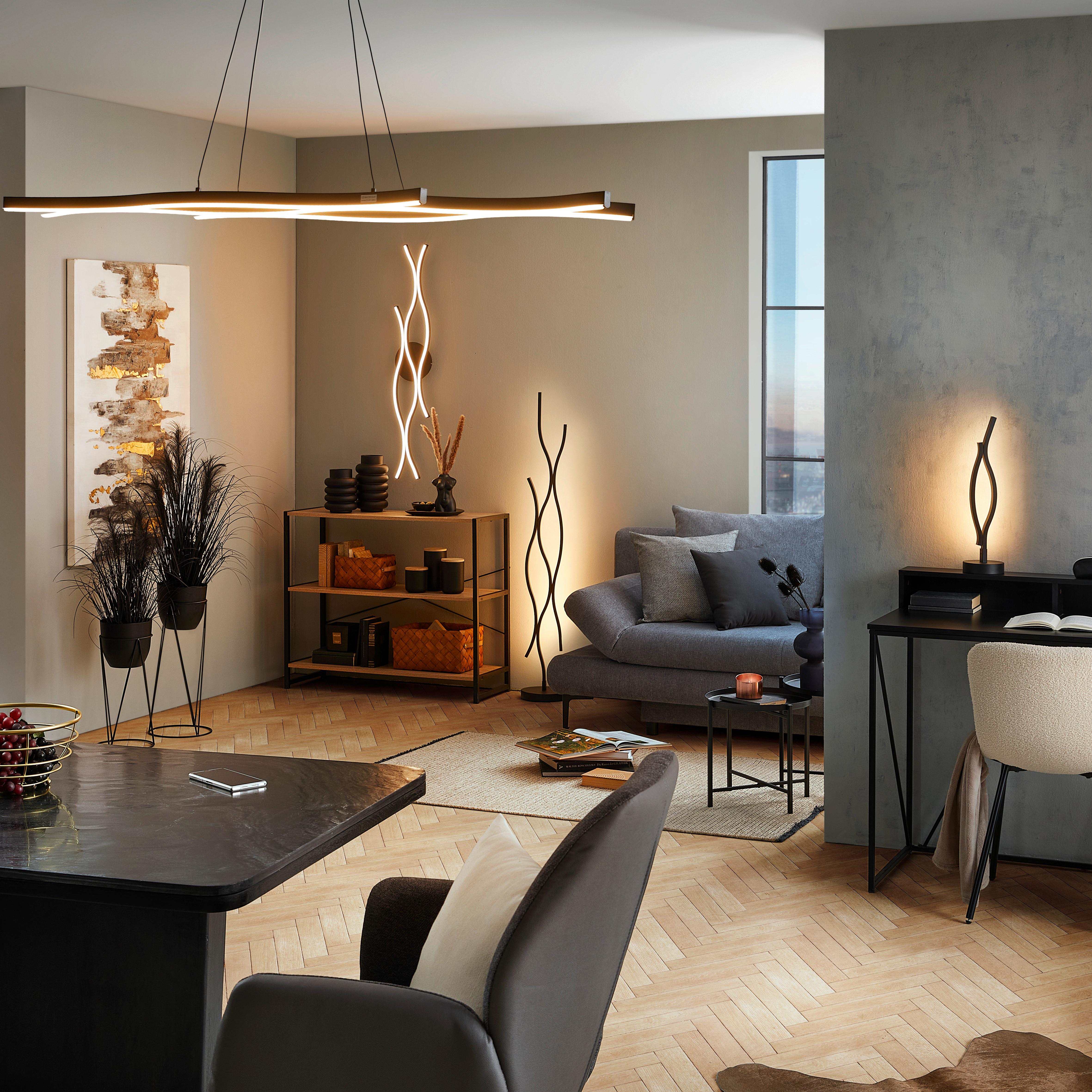 LED-Deckenleuchte Relo in Opal/Schwarz max. 35 Watt - Opal/Schwarz, MODERN, Kunststoff/Metall (107,6/18/6cm) - Mömax