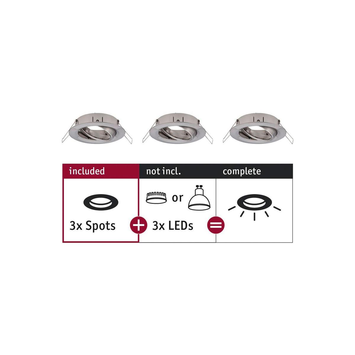 Deckenleuchte Choose! Spot Set max. 10 Watt, 3-teilig - Alufarben, Basics, Metall (8,4cm) - Paulmann