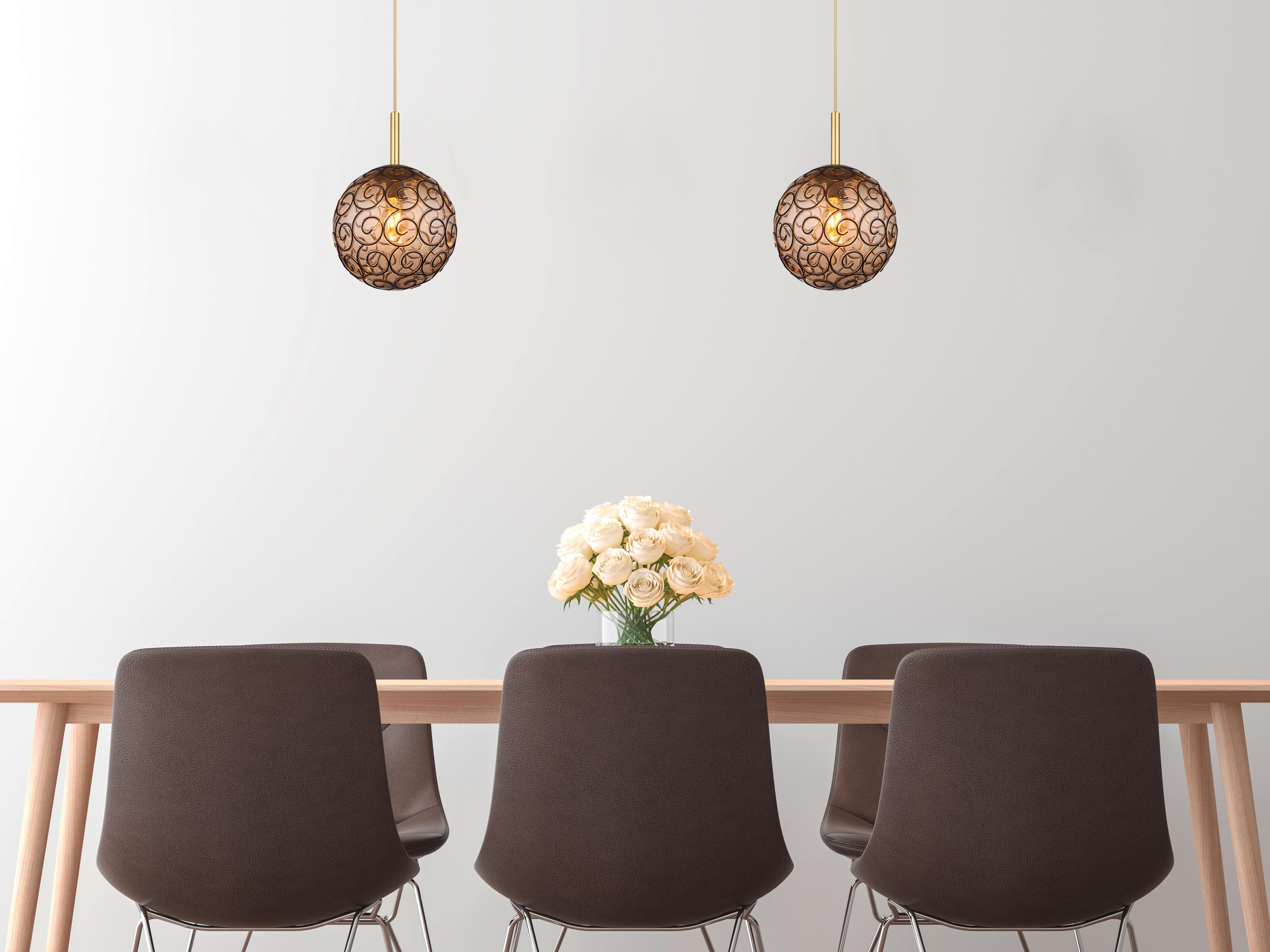 Hängeleuchte Fitz in Gold/Schwarz max. 9 Watt - Goldfarben/Schwarz, KONVENTIONELL, Kunststoff/Metall (25/120cm) - Globo
