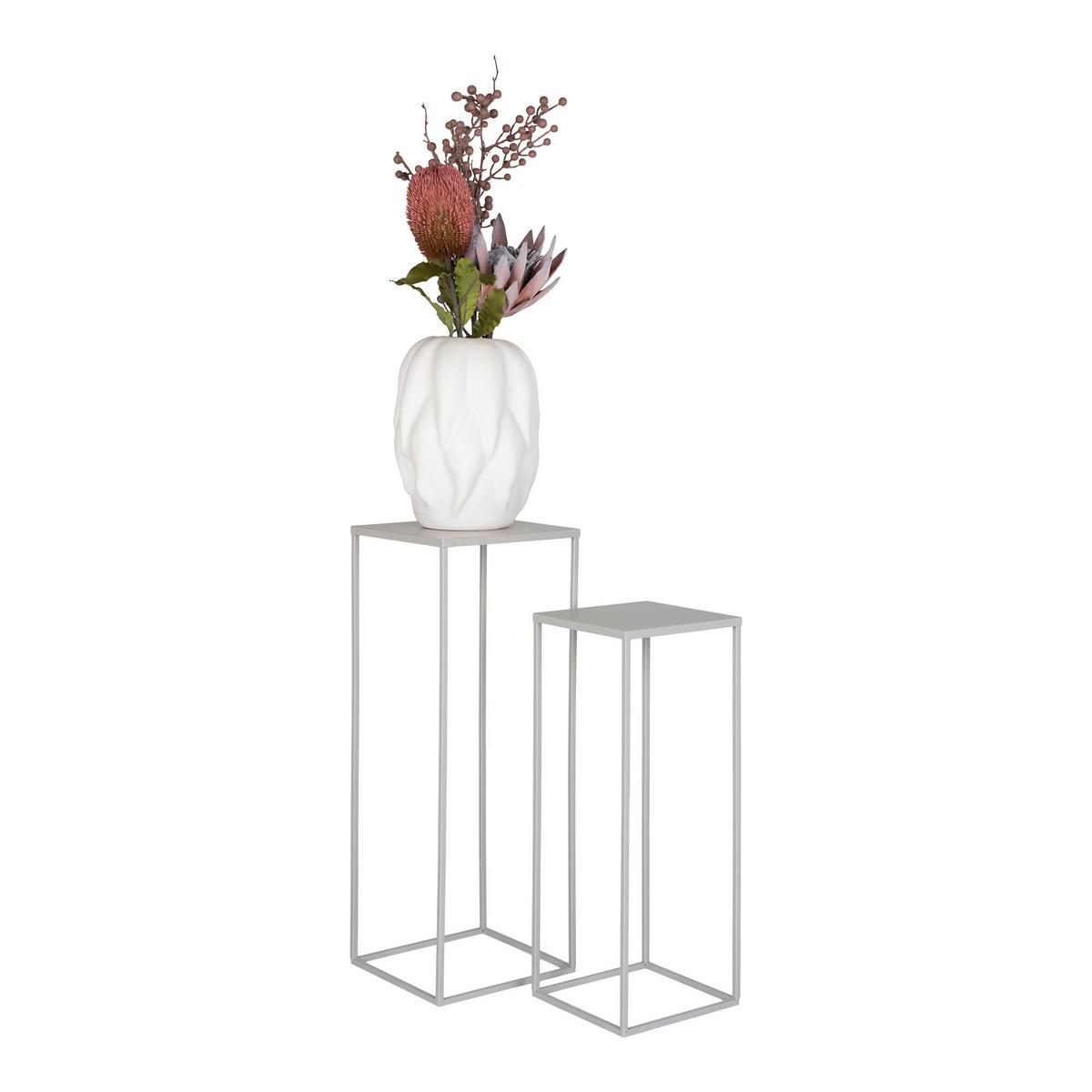 Blumentischset Beja Flower Hellgrau - Hellgrau, Design, Metall