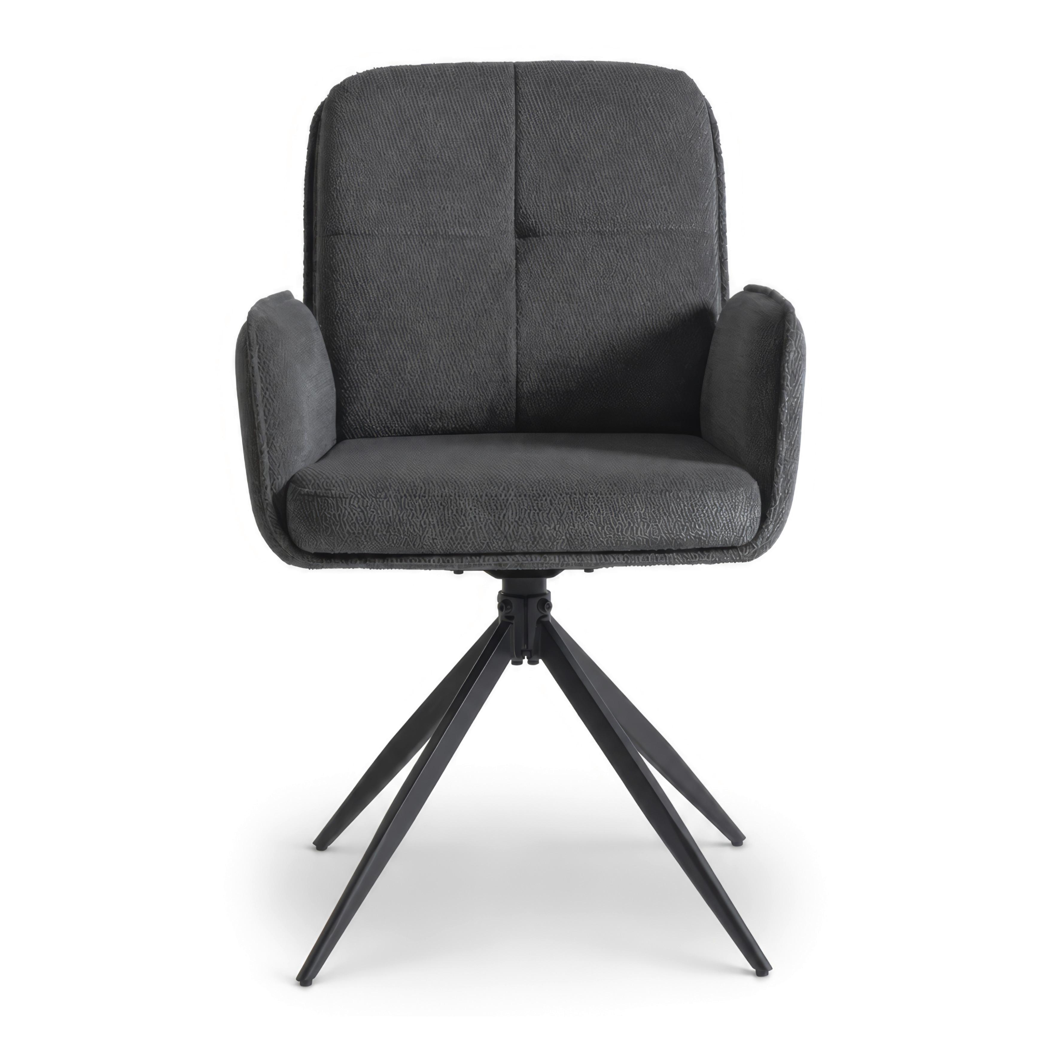 STOL MED ARMSTÖD NALANI - mörkgrå, Modern, metall/textil (58/90/65,5cm) - Bessagi Home