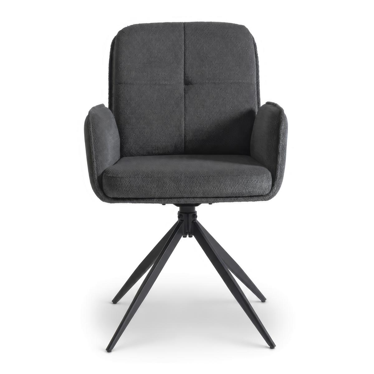 Armlehnstuhl Nalani Dunkelgrau Webstoff Drehbar Gepolstert - Dunkelgrau, MODERN, Textil/Metall (58/86/62cm) - Bessagi Home