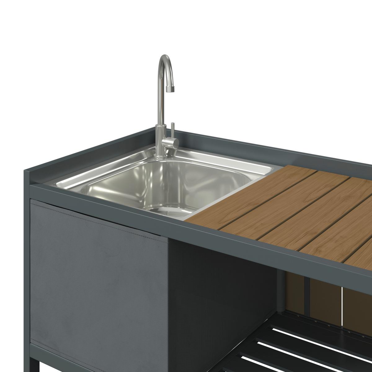 Outdoorküche Levi 2 Anthrazit/Naturfarben - Anthrazit/Naturfarben, MODERN, Kunststoff/Metall (144cm)