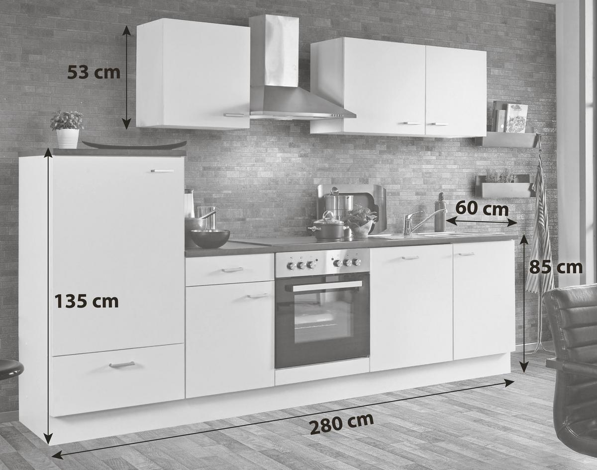 Küchenblock White-Classic Weiß B: ca. 280 cm - Silberfarben/Graphitfarben, KONVENTIONELL, Holzwerkstoff/Kunststoff (280cm) - Menke