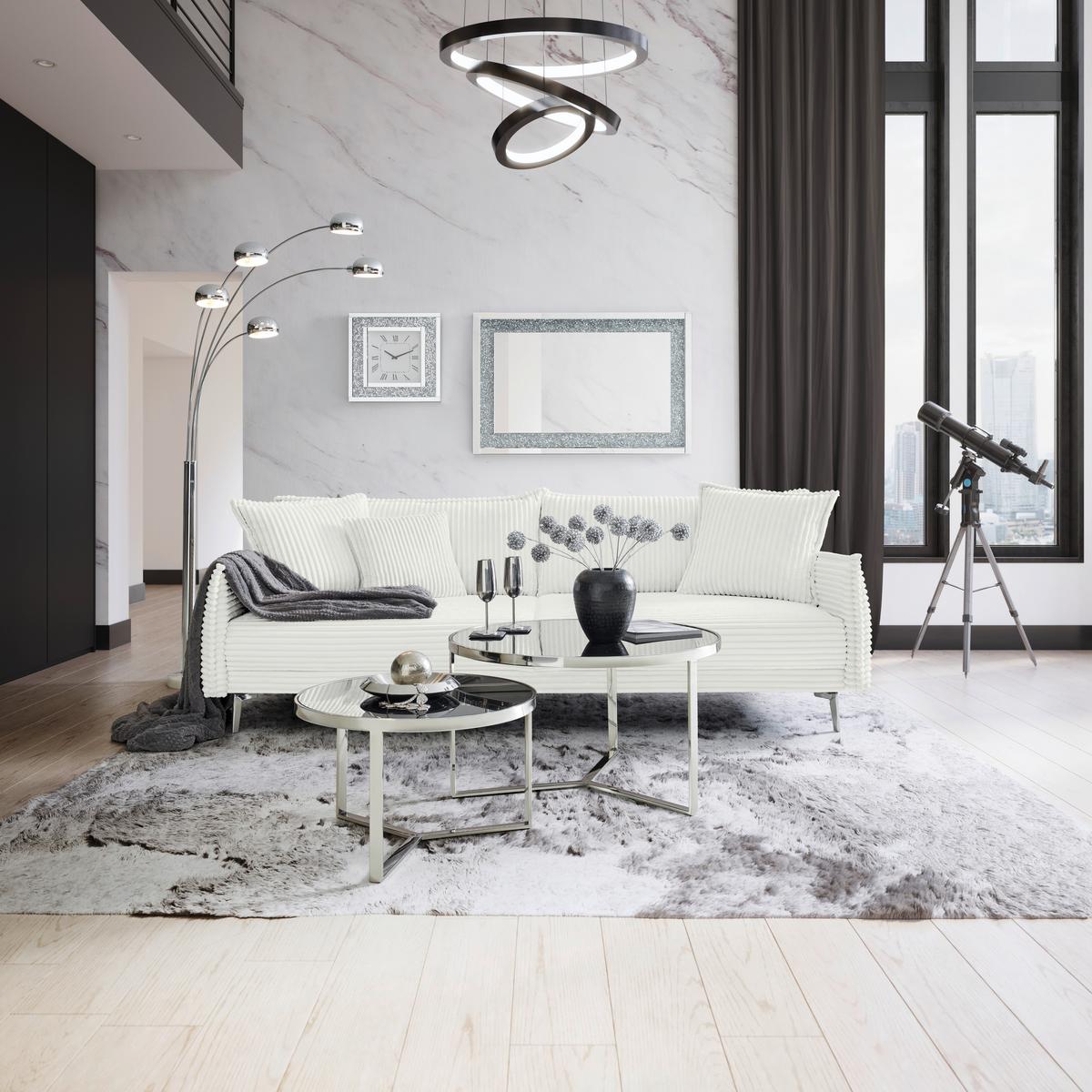 Mega Sofa Kiss - bijela/boje kroma, Moderno, drvo/metal (241/90/117cm) - Mömax