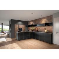 Einbauküche Ferro in Braun - Schwarz/Braun, MODERN, Holzwerkstoff - Nolte Küchen