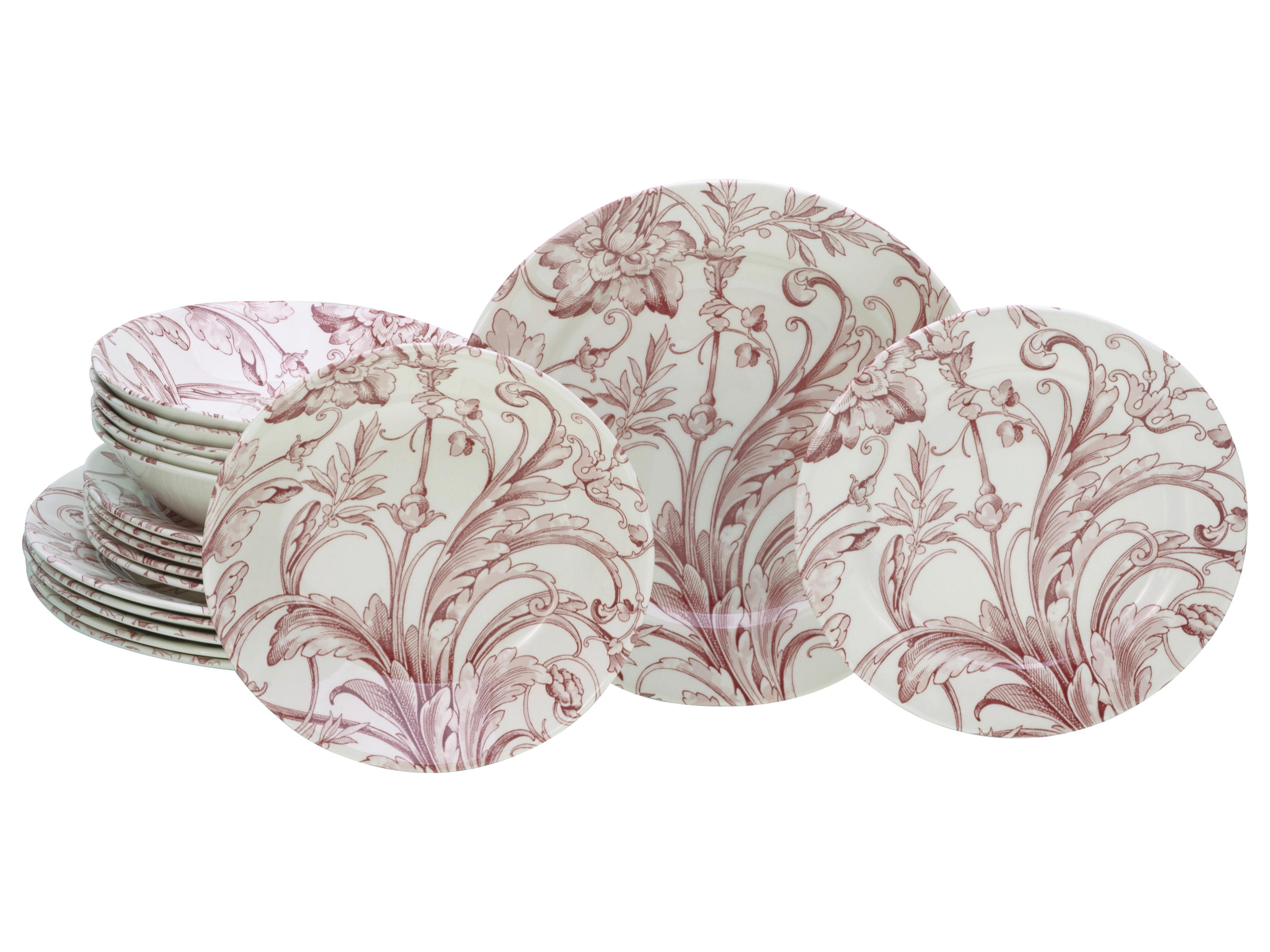 Jedilni Servis Venecia, 18-Delni - bela/starinsko roza, Basics, keramika - Creatable