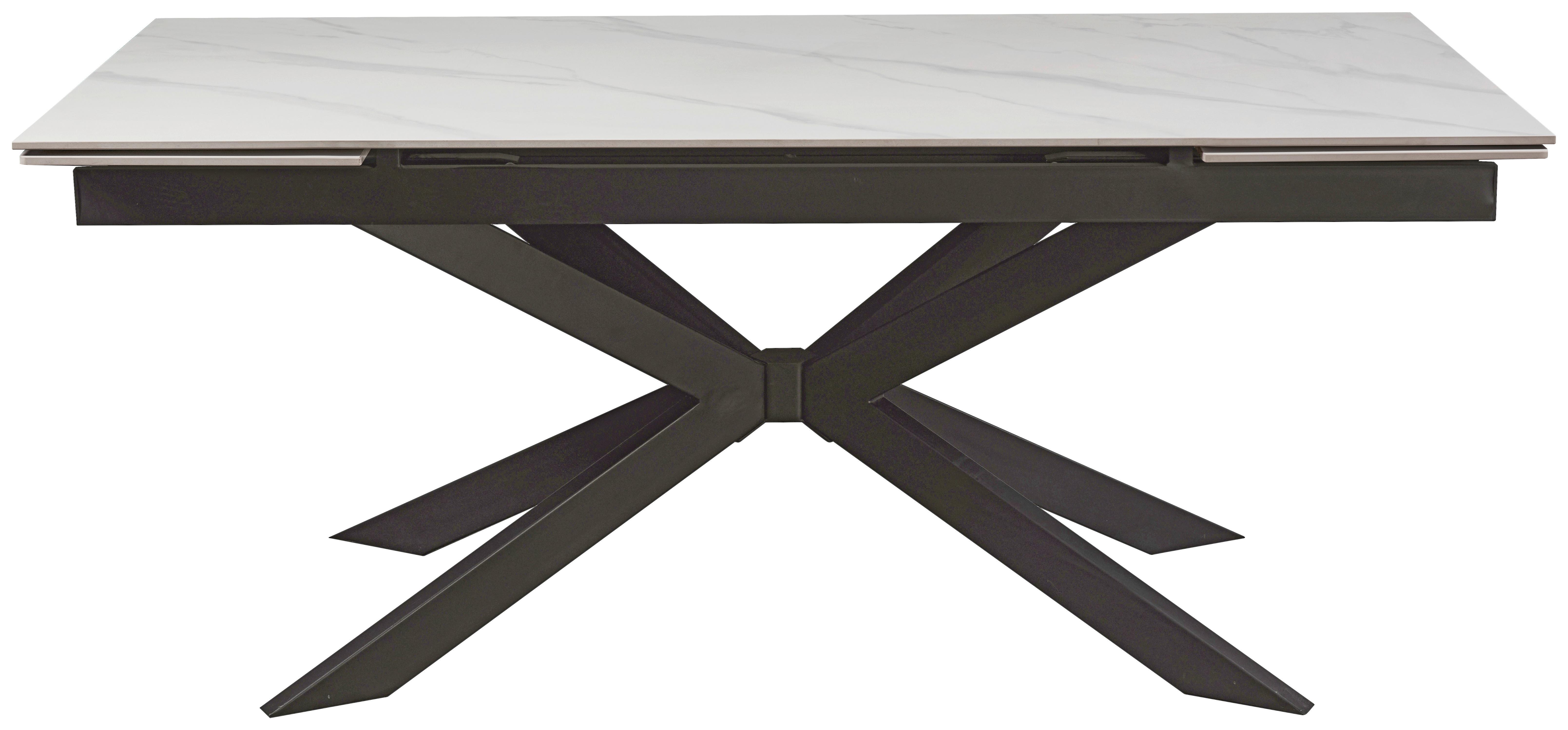 Ausziehtisch Leon Weiß ca. 180-260x90x76cm - Schwarz/Weiß, MODERN, Keramik/Metall (180-260/90/76cm) - Premium Living